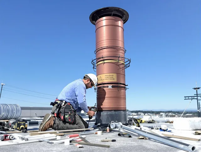 Installed chimney liner by Uxbridge Chimney Sweep in Uxbridge, MA