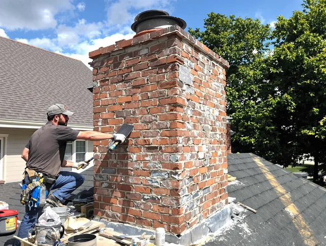 Completed chimney rebuild by Uxbridge Chimney Sweep in Uxbridge, MA