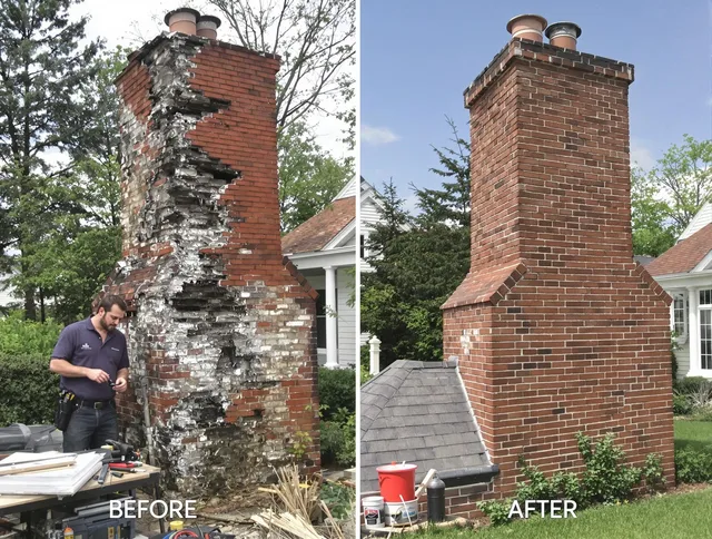 Uxbridge Chimney Sweep performing a full chimney restoration in Uxbridge, MA