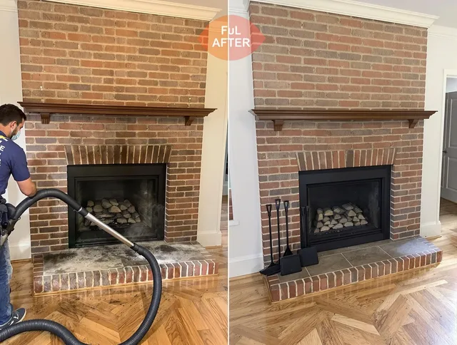 Uxbridge Chimney Sweep carefully sanitizing a fireplace in Uxbridge, MA