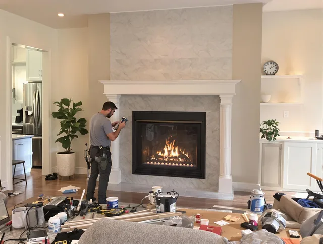 Newly installed fireplace by Uxbridge Chimney Sweep in Uxbridge, MA
