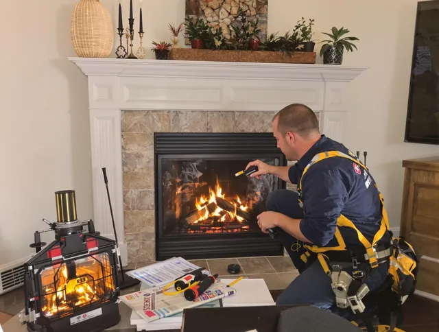 Safety-focused fireplace inspection by Uxbridge Chimney Sweep in Uxbridge, MA